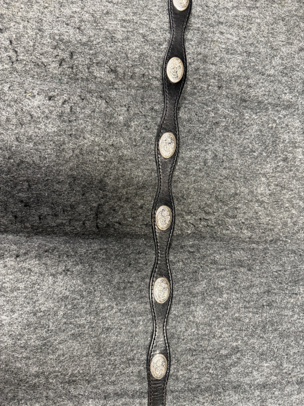 Black Western Leather Belt with Silver-Tone Buckle - Picture 5 of 7